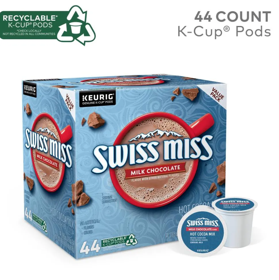 Swiss Miss Milk Hot Cocoa K-Cup Pods, 0.65 Oz, Pack Of 44 Pods