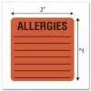 Tabbies Allergy Labels, TAB40560, 2" x 2" Square, Flourescent Red, Roll of 500