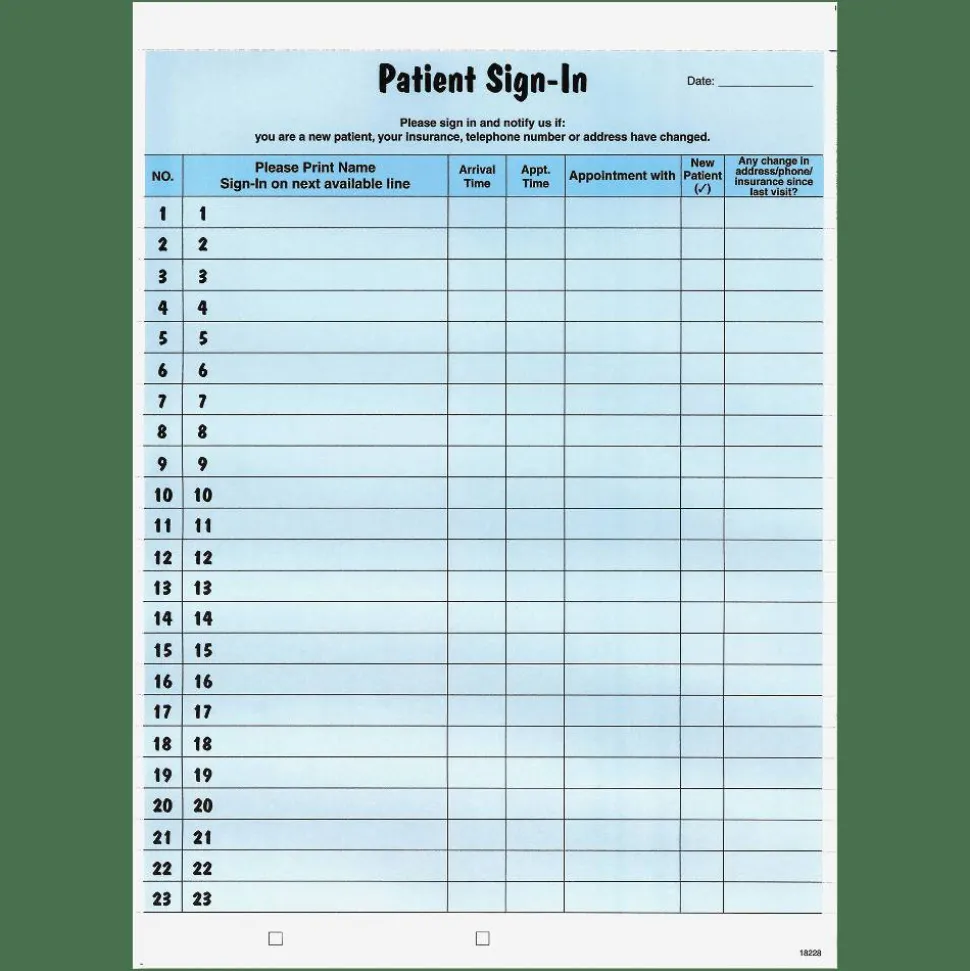 Tabbies Patient Sign-In Label Forms, Blue, Pack of 125