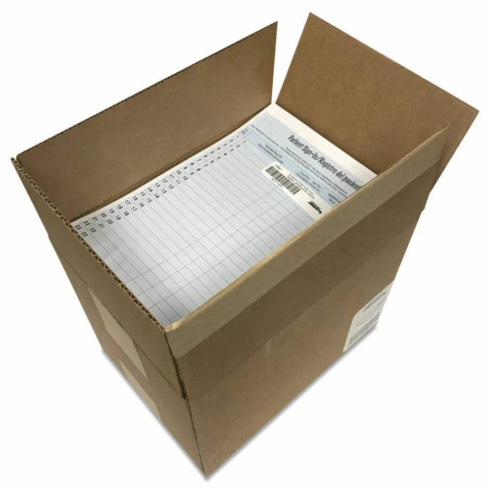 Tabbies Patient Sign-In Label Forms, 8-1/2" x 11", Blue, Pack of 125