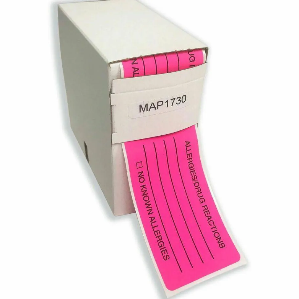 Tabbies Permanent "Allergy/Drug Reaction" Label Roll, TAB01730, Pink, Roll Of 250