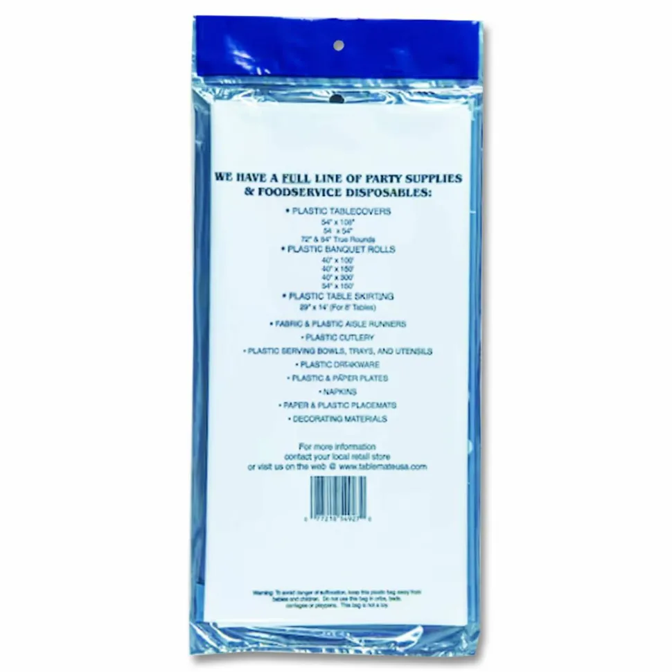 Tablemate Table Set Rectangular Table Covers, Heavyweight Plastic, 54" x 108", White, 24/Carton