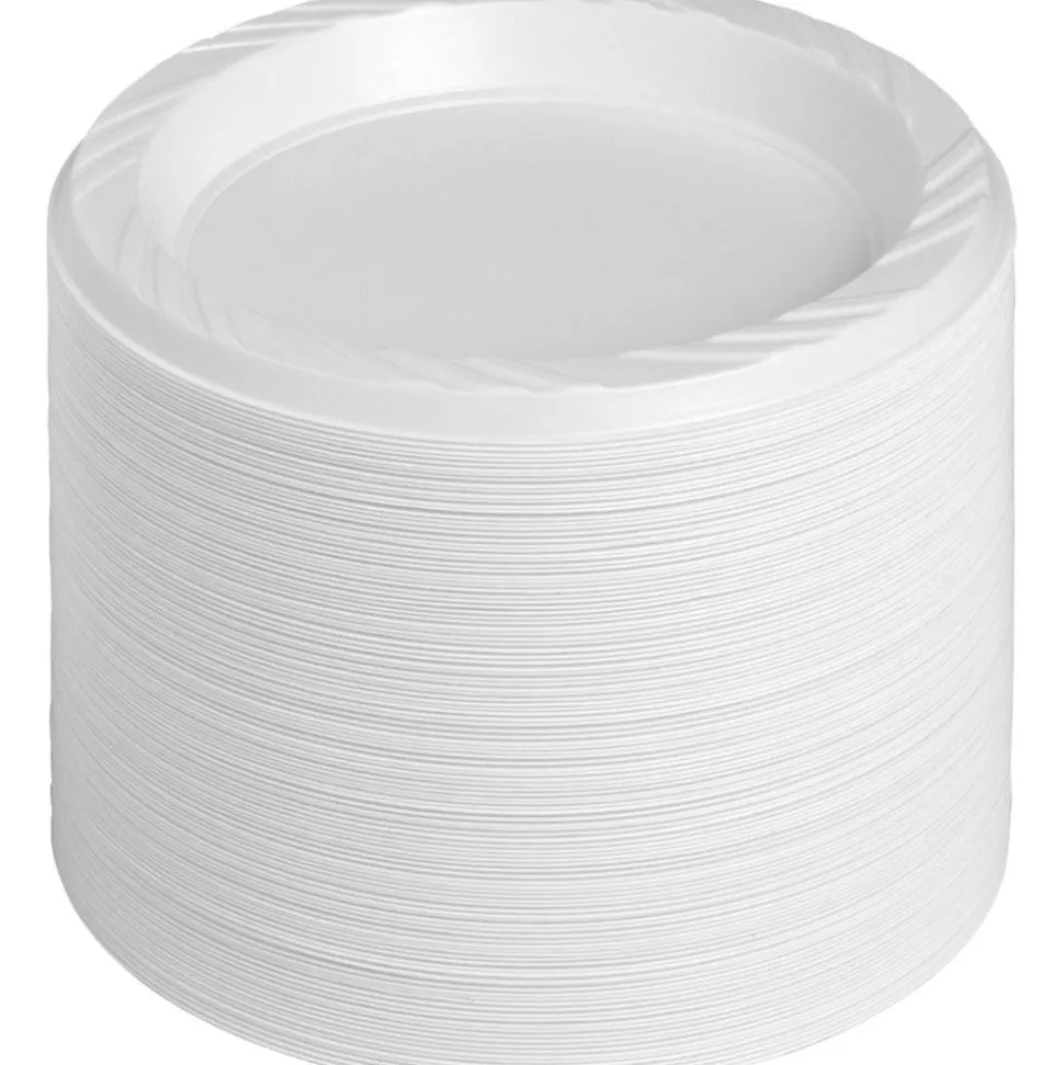 Tablemate Plastic Dinnerware, Plates, 6" dia, White, 125/Pack