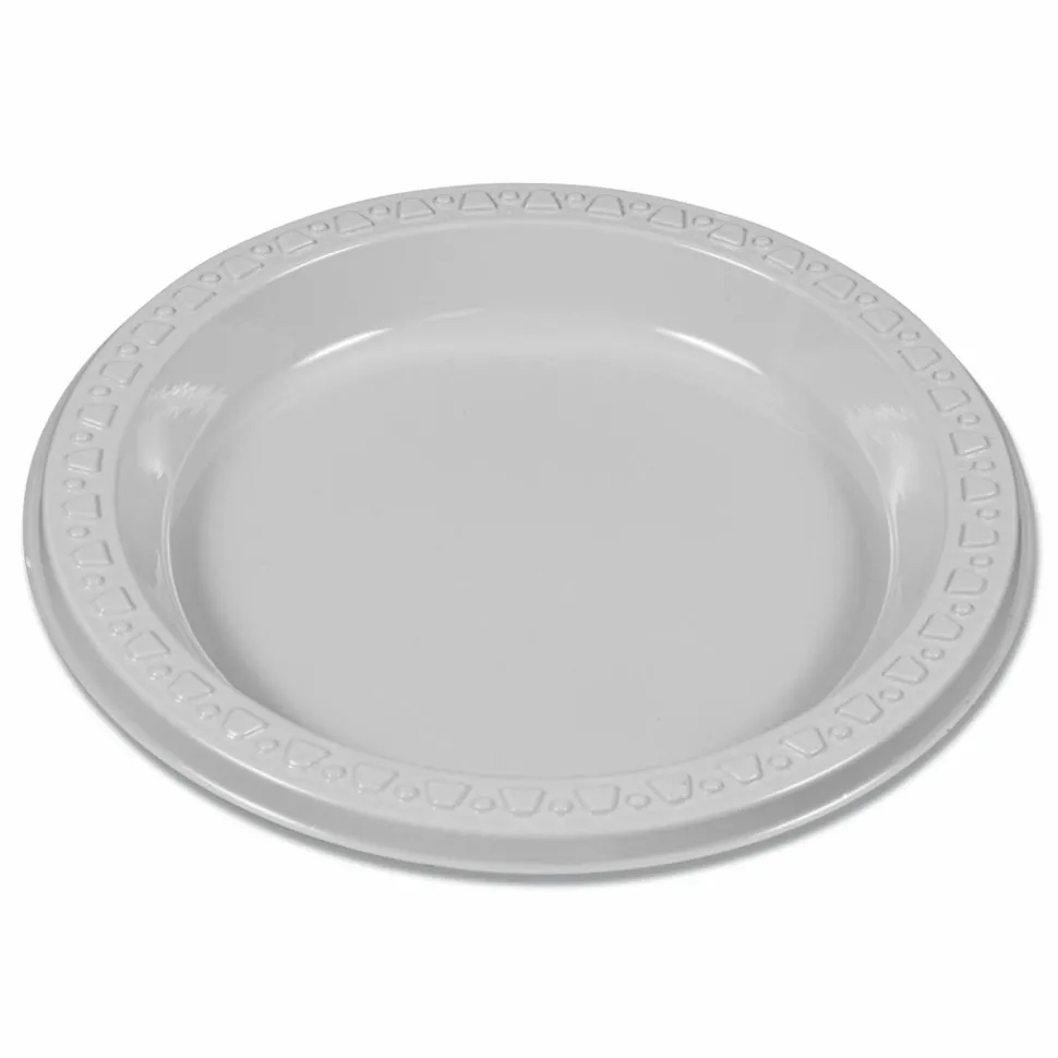 Tablemate Plastic Dinnerware, Plates, 6" dia, White, 125/Pack
