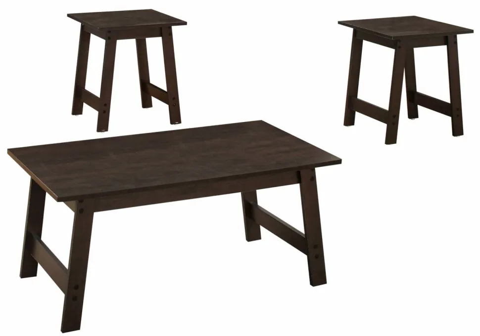 Table Set, 3pcs Set, Coffee, End, Side, Accent, Living Room, Brown Laminate, Transitional