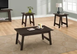 Table Set, 3pcs Set, Coffee, End, Side, Accent, Living Room, Brown Laminate, Transitional