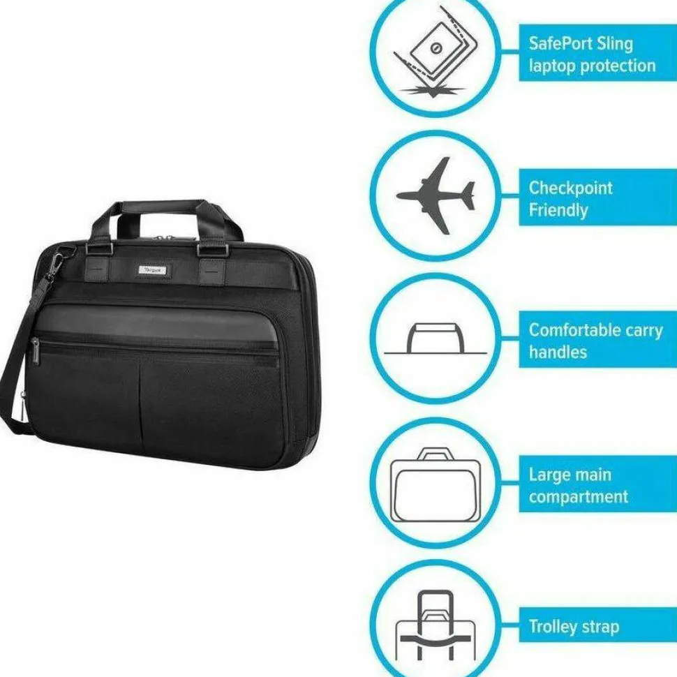 Targus Mobile Elite TBT045US Carrying Case (Briefcase) for 15" to 16" Notebook - Black - TAA Compliant