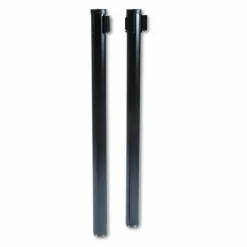 Tatco Adjusta-Tape Black Crowd Control Stanchions, 40"H, Black, Box Of 2