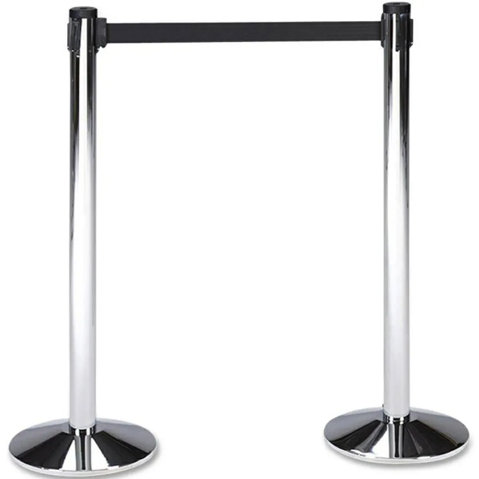 Tatco Adjusta-Tape Crowd Control Stanchion Bases, 14"Diameter, Chrome, Box Of 2