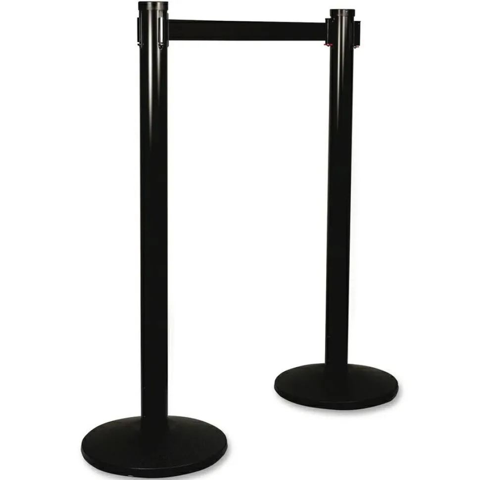 Tatco Adjusta-Tape Crowd Control Stanchion Bases, 14"Diameter, Black, Box Of 2