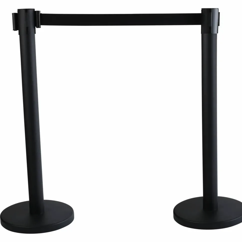 Tatco Economy Crowd Control, Assorted Materials, 14" x 35" x 9 ft 6", Black, 2/Carton