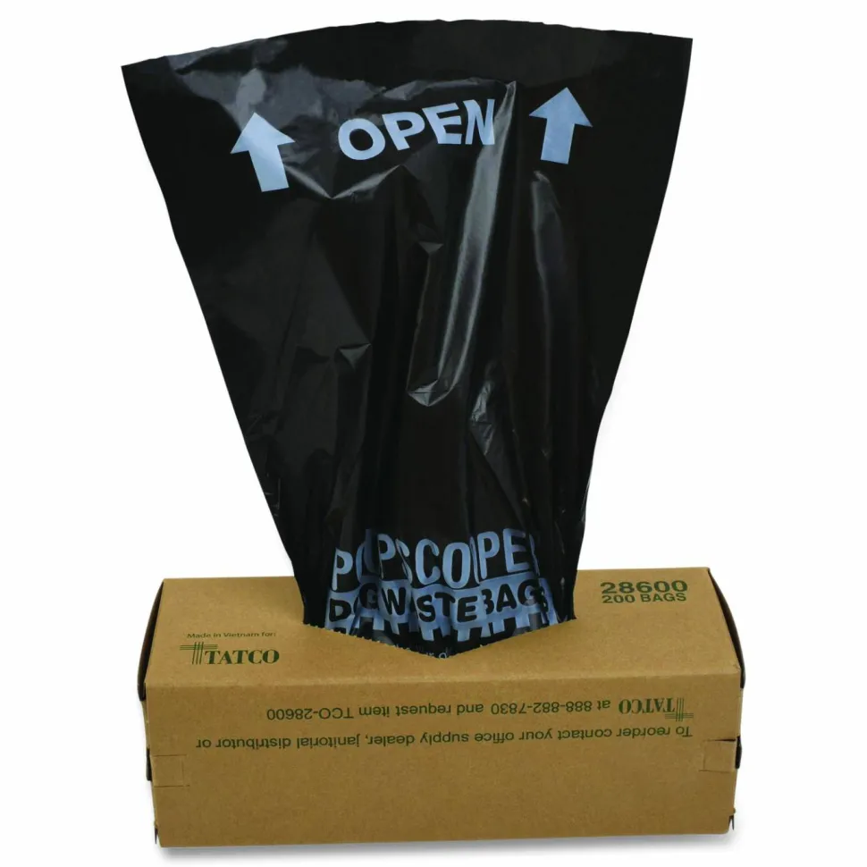 Tatco Dog Waste Station Refill Bags - Black - Waste Disposal, Office, Park, Home - 200/Box - 10 / Carton