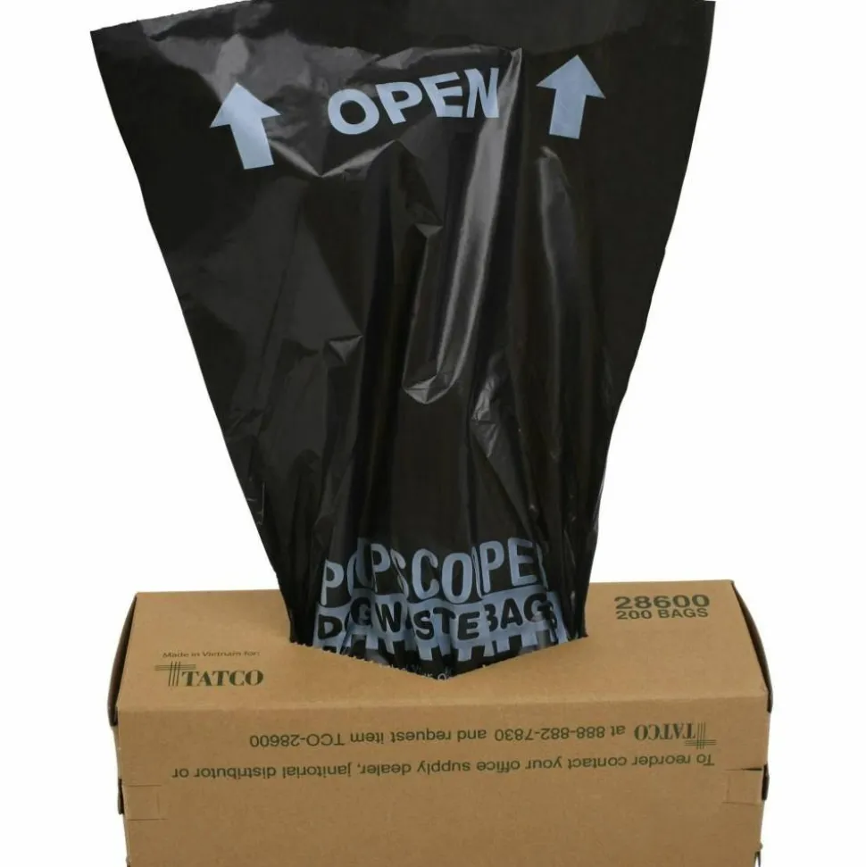 Tatco Dog Waste Station Refill Bags - Black - Waste Disposal, Office, Park, Home - 200/Box - 10 / Carton