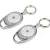 Tatco Reel Key Chain With Carabiner, 30", Chrome/Clear, Pack Of 6