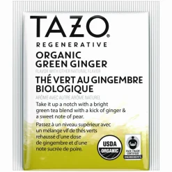 Tazo Tea Bags, Organic Green Ginger, 16/Box, 6 Boxes/Carton