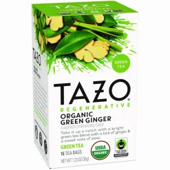 Tazo Tea Bags, Organic Green Ginger, 16/Box, 6 Boxes/Carton