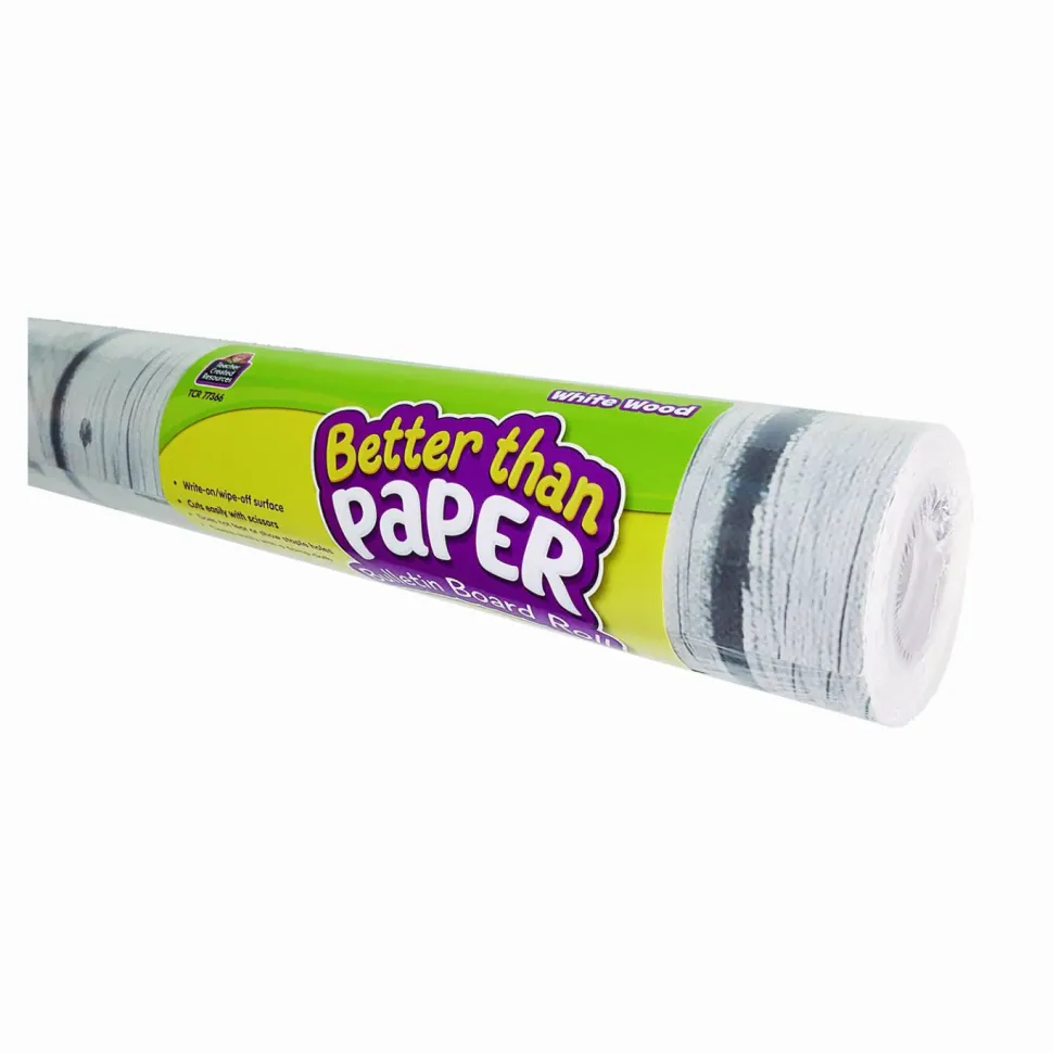 Teacher Created Resources Better Than Paper Bulletin Board Roll, 4 ft x 12 ft, White Wood