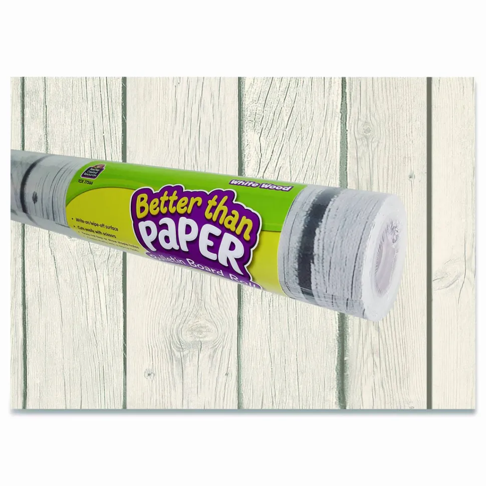 Teacher Created Resources Better Than Paper Bulletin Board Roll, 4 ft x 12 ft, White Wood