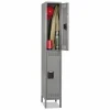 Tennsco Double Tier Locker with Legs, Single Stack, 12w x 18d x 78h, Medium Gray