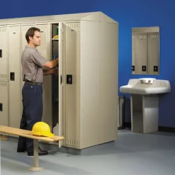 Tennsco Double-Tier Locker, 3 Wide, 72"H x 36"W x 18"D, Medium Gray