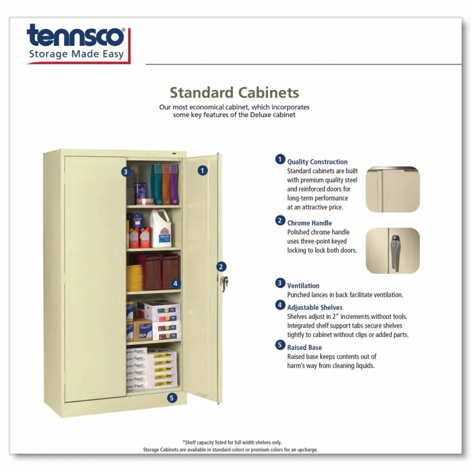 Tennsco 72" High Standard Cabinet (Assembled), 30w x 15d x 72h, Black