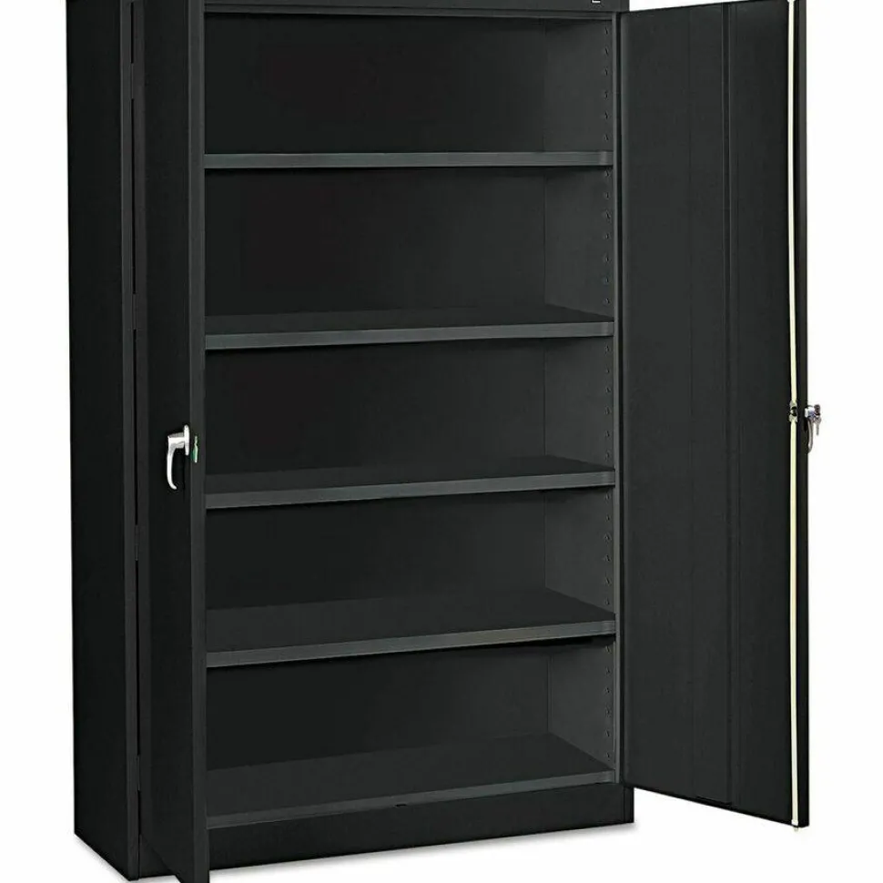 Tennsco Jumbo Steel Cabinets, 5 Shelves, 78"H x 48"W x 24"D, Black