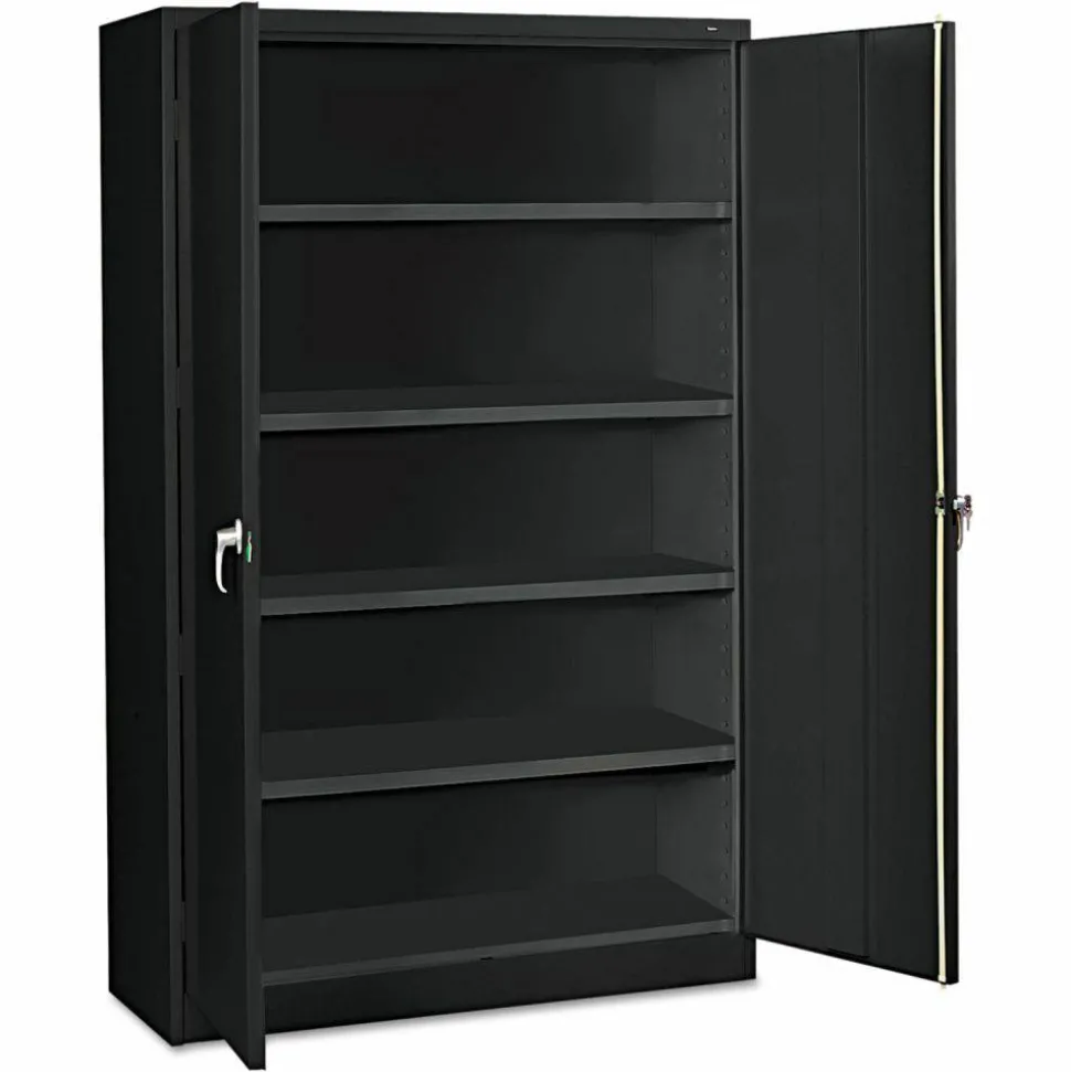 Tennsco Jumbo Steel Cabinets, 5 Shelves, 78"H x 48"W x 24"D, Black