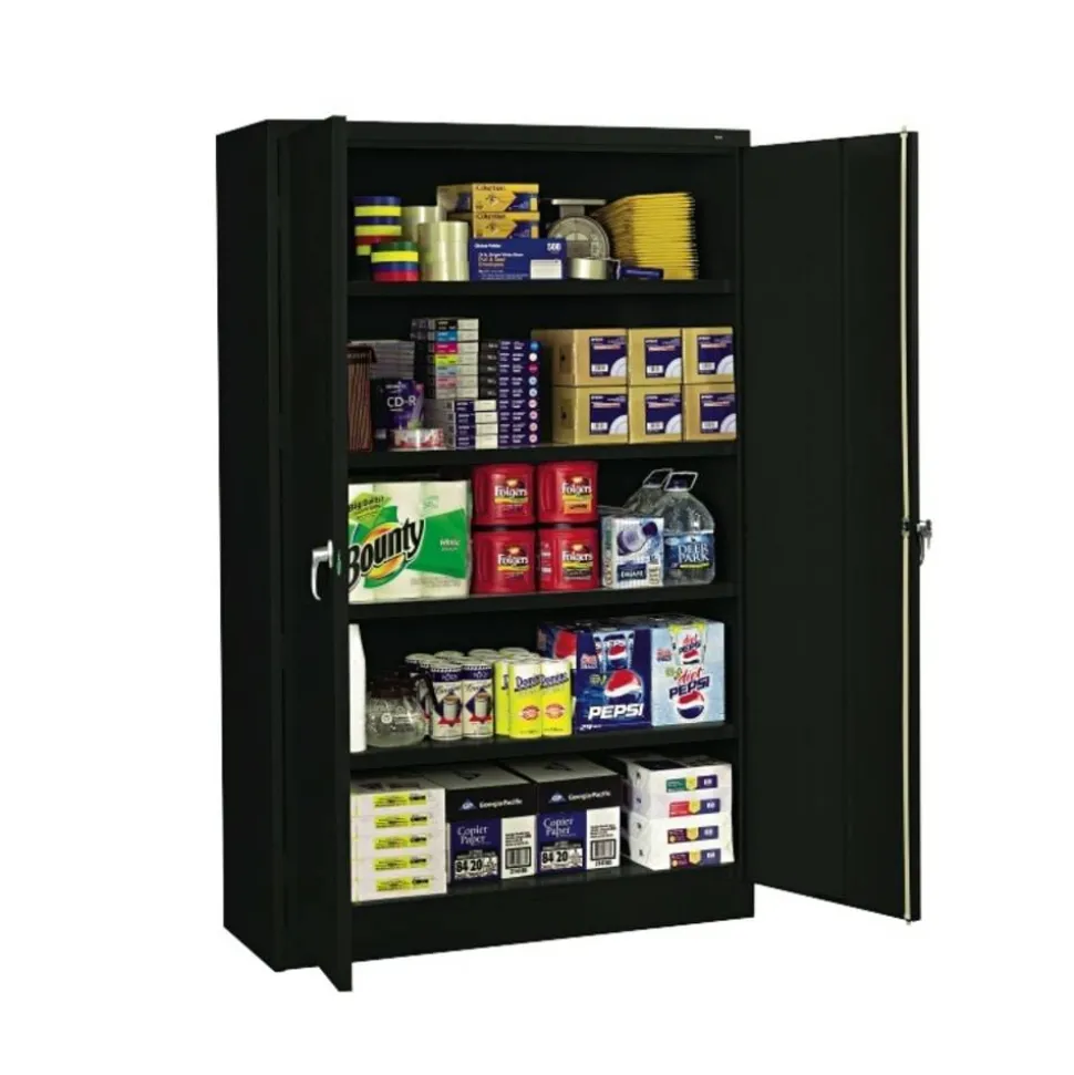 Tennsco Jumbo Steel Cabinets, 5 Shelves, 78"H x 48"W x 24"D, Black