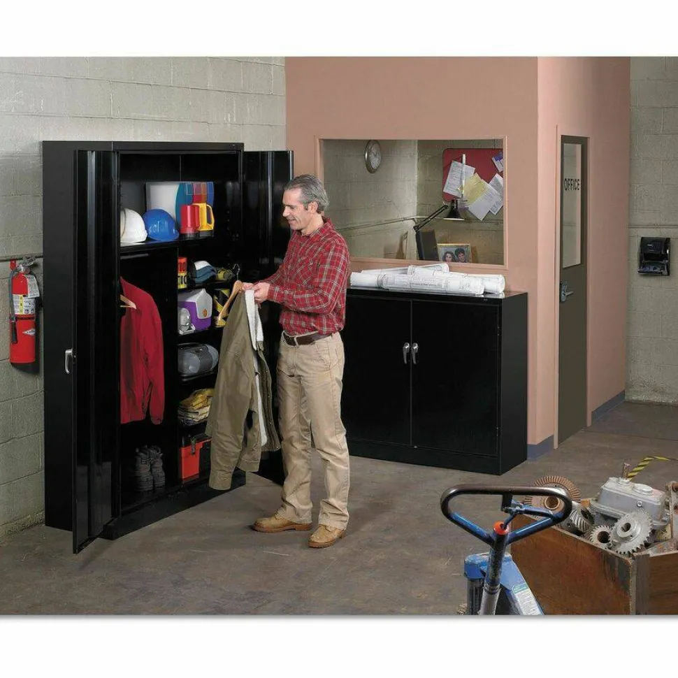 Tennsco Jumbo Steel Cabinets, 5 Shelves, 78"H x 48"W x 24"D, Black