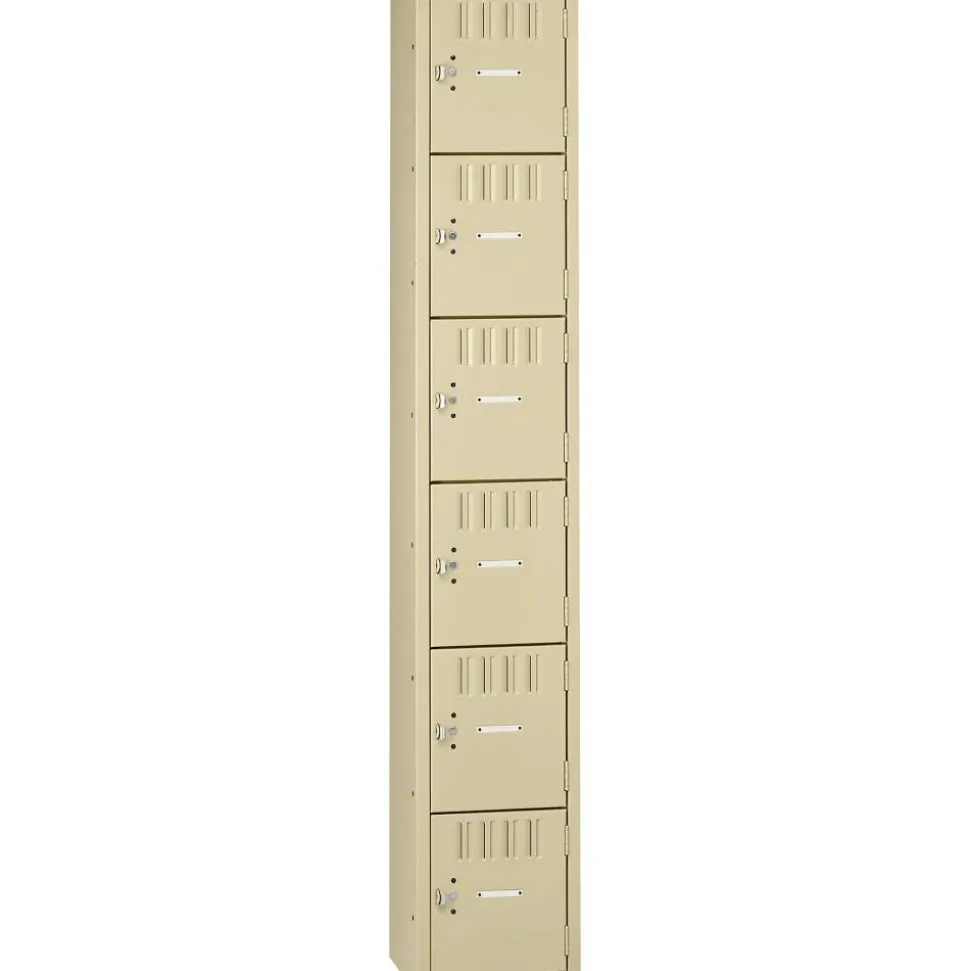 Tennsco Six-Tier Box Locker, 1-Wide, 72"H x 12"W x 18"D, Sand
