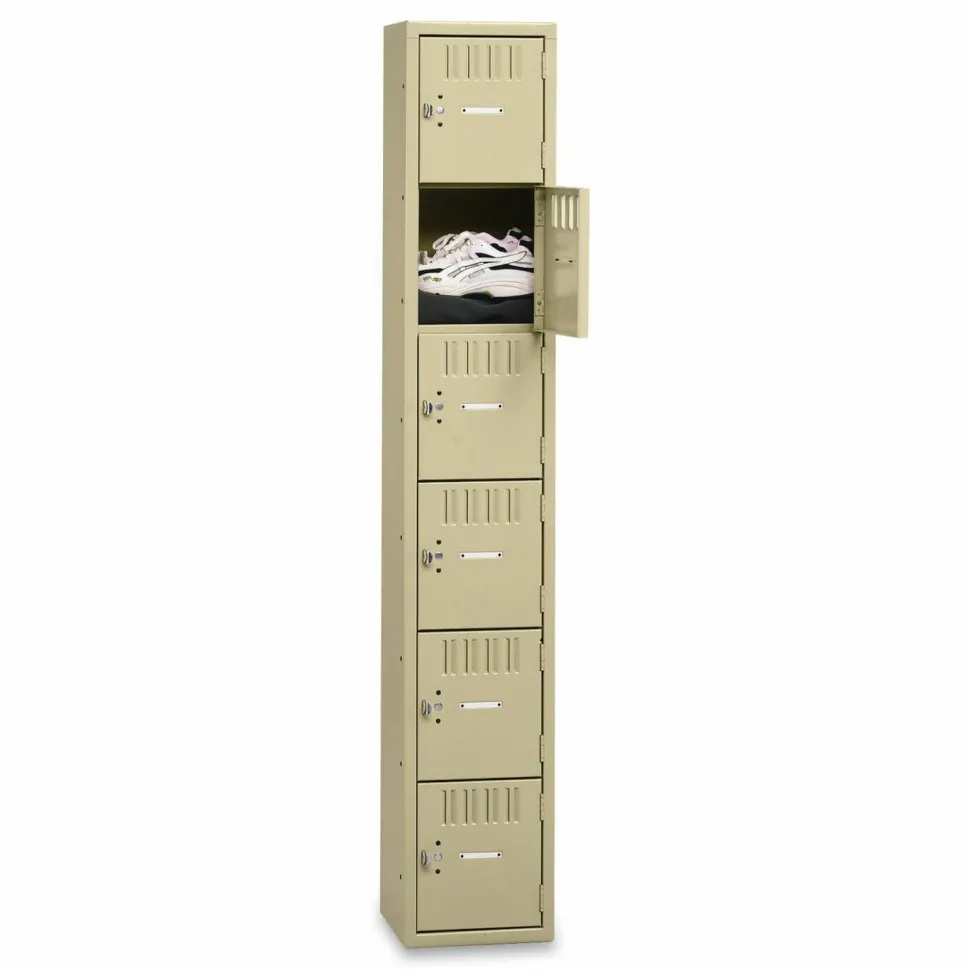 Tennsco Six-Tier Box Locker, 1-Wide, 72"H x 12"W x 18"D, Sand