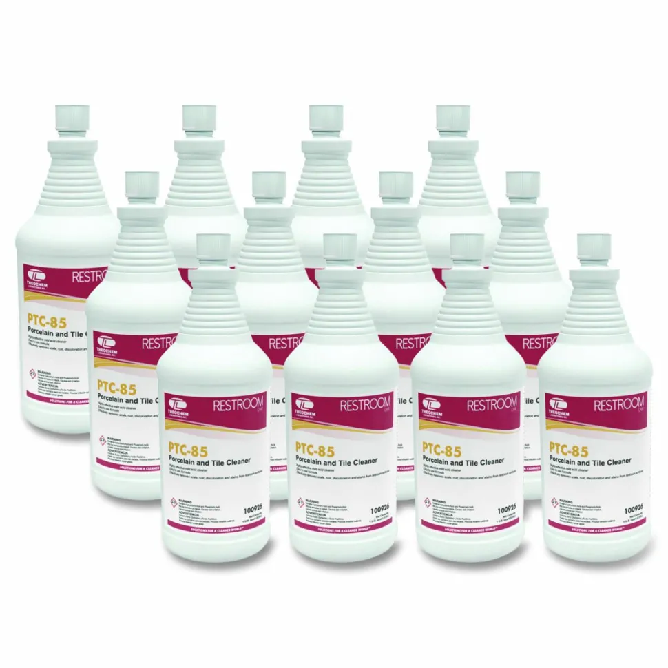 Theochem Laboratories PTC-85 Porcelain and Tile Cleaner, 32 oz Bottle, 12/Carton