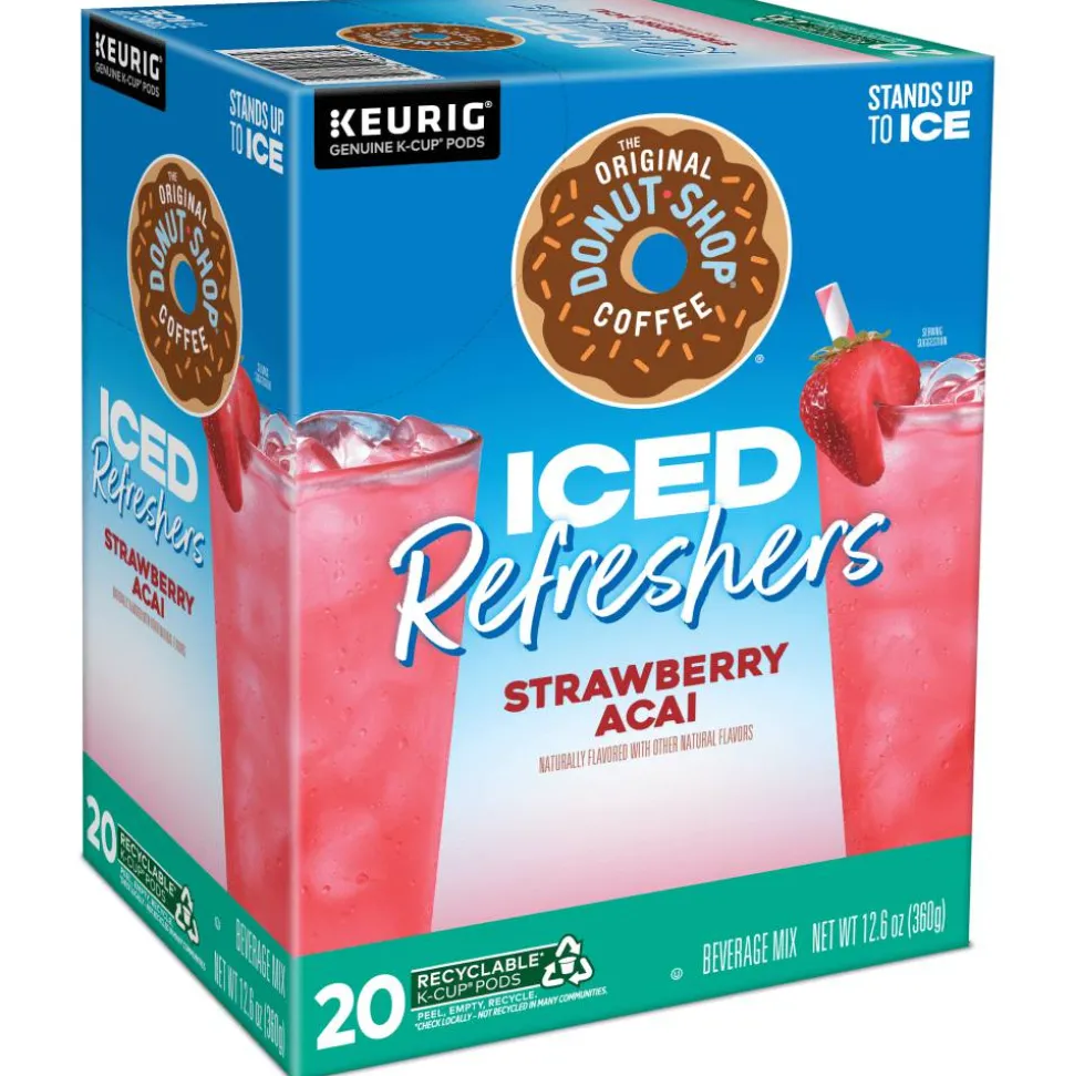 The Original Donut Shop Iced Refreshers, Strawberry Açaí Flavor, Keurig Single Serve K-Cup Pods, Box of 20 K-Cup Pods