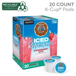 The Original Donut Shop Iced Refreshers, Strawberry Açaí Flavor, Keurig Single Serve K-Cup Pods, Box of 20 K-Cup Pods