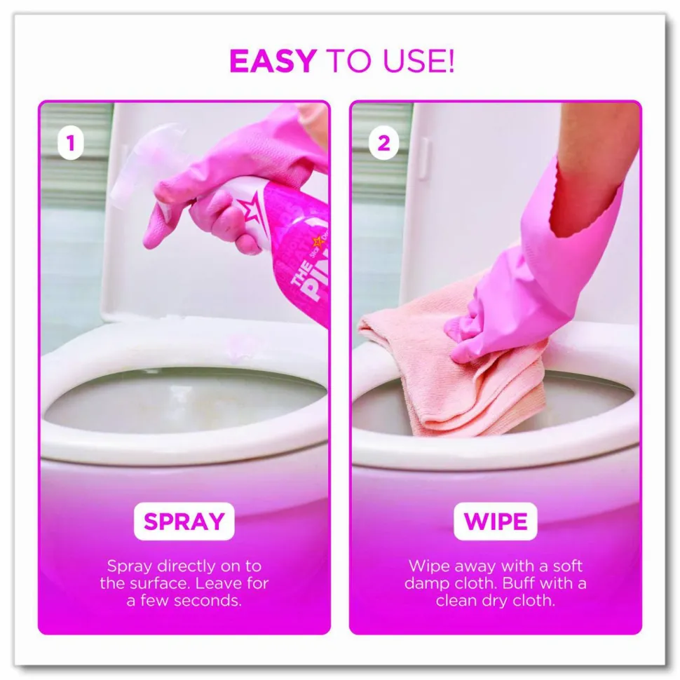 The Pink Stuff Miracle Bathroom Foam Cleaner, Fruity Scent, 25.4 oz Trigger Spray Bottle, 4/Carton