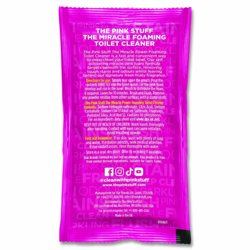 The Pink Stuff Miracle Power Foaming Toilet Cleaner, Fruity Scent, 3.5 oz Packet, 2 Packets/Box