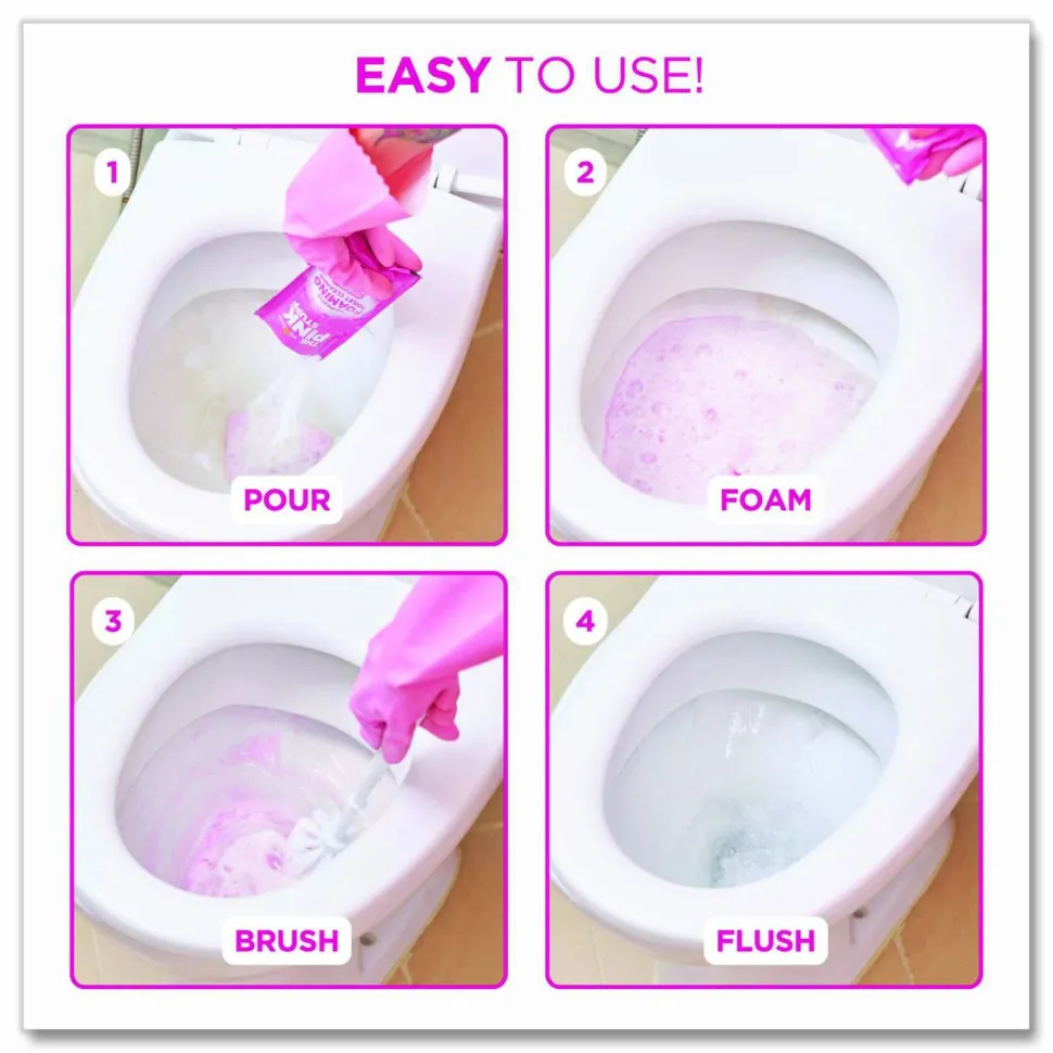 The Pink Stuff Miracle Power Foaming Toilet Cleaner, Fruity Scent, 3.5 oz Packet, 2 Packets/Box