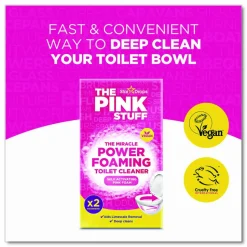 The Pink Stuff Miracle Power Foaming Toilet Cleaner, Fruity Scent, 3.5 oz Packet, 2 Packets/Box