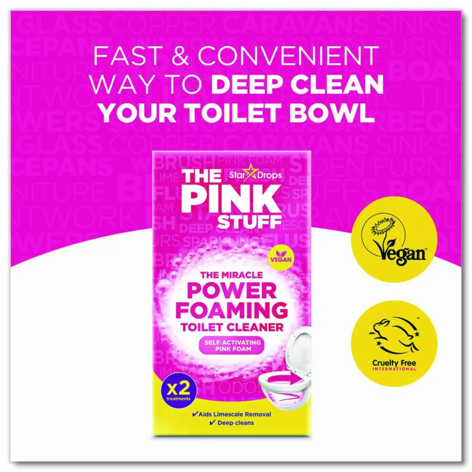 The Pink Stuff Miracle Power Foaming Toilet Cleaner, Fruity Scent, 3.5 oz Packet, 2 Packets/Box