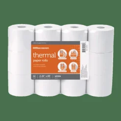 Thermal Paper Rolls, 2-1/4" x 85', White, Pack of 12