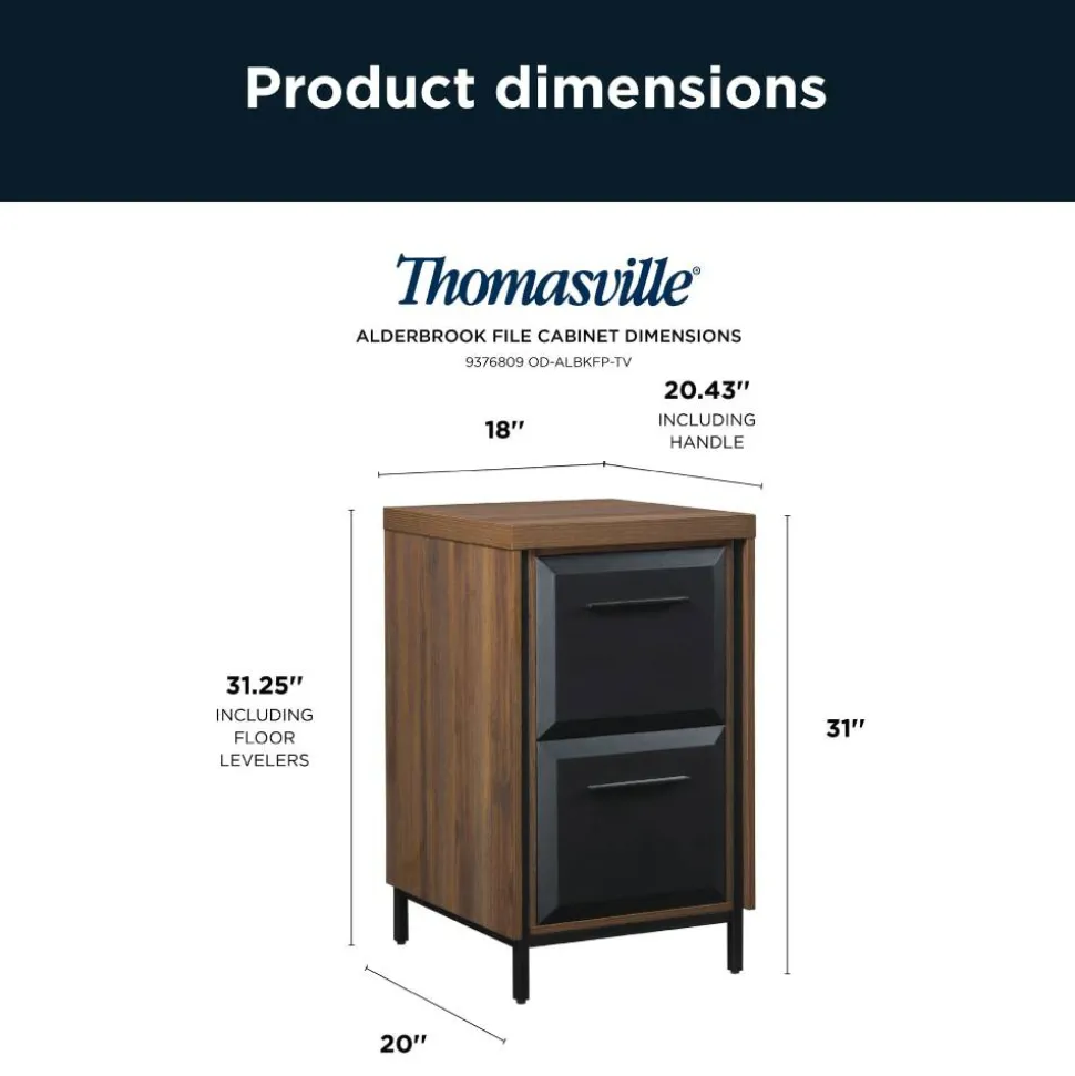 Thomasville Alderbrook 21"D Vertical 2-Drawer File Cabinet, Walnut/Matte Black