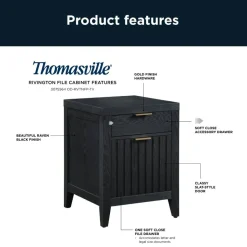 Thomasville Rivington 20-3/4"D Vertical 2-Drawer File Cabinet, Raven Black