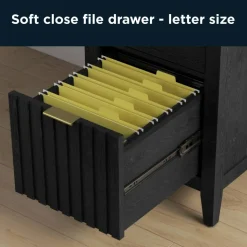 Thomasville Rivington 60"W L-Shaped Corner Desk & Hutch With Integrated Power Outlet, Raven Black