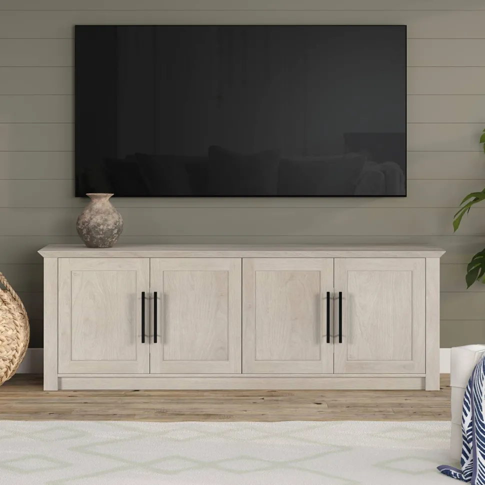 Thornwell Rectangular TV Stand for TV's up to 78" in Alder White