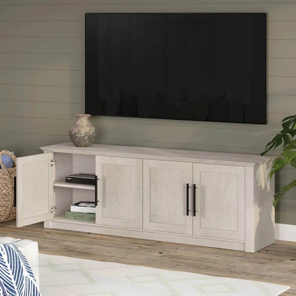 Thornwell Rectangular TV Stand for TV's up to 78" in Alder White
