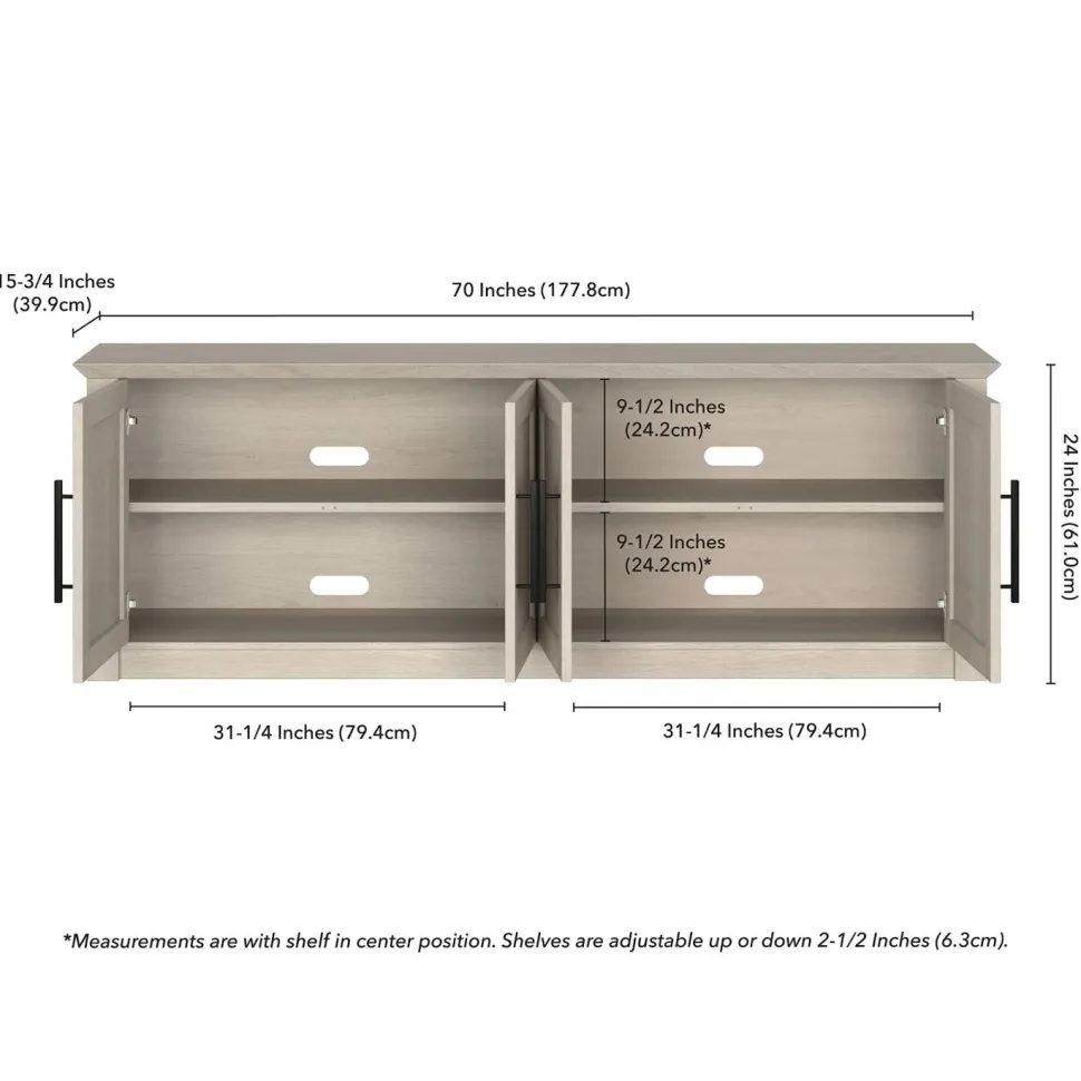 Thornwell Rectangular TV Stand for TV's up to 78" in Alder White