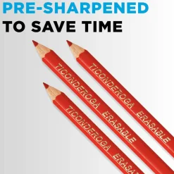 Ticonderoga Erasable Checking Pencils, Presharpened, Carmine Red, Pack Of 12
