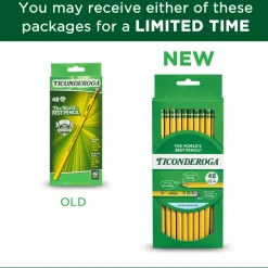 Ticonderoga Pencils, #2 Medium Soft Lead, Yellow Barrel, Box Of 48 Pencils