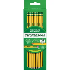 Ticonderoga Pencils, Presharpened, #2 Lead, Soft, Pack of 18