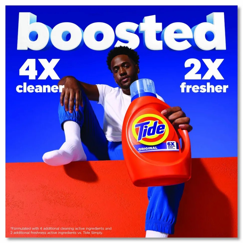 Tide HE Laundry Detergent, Original Scent, Liquid, 64 Loads, 80 oz Bottle, 4/Carton